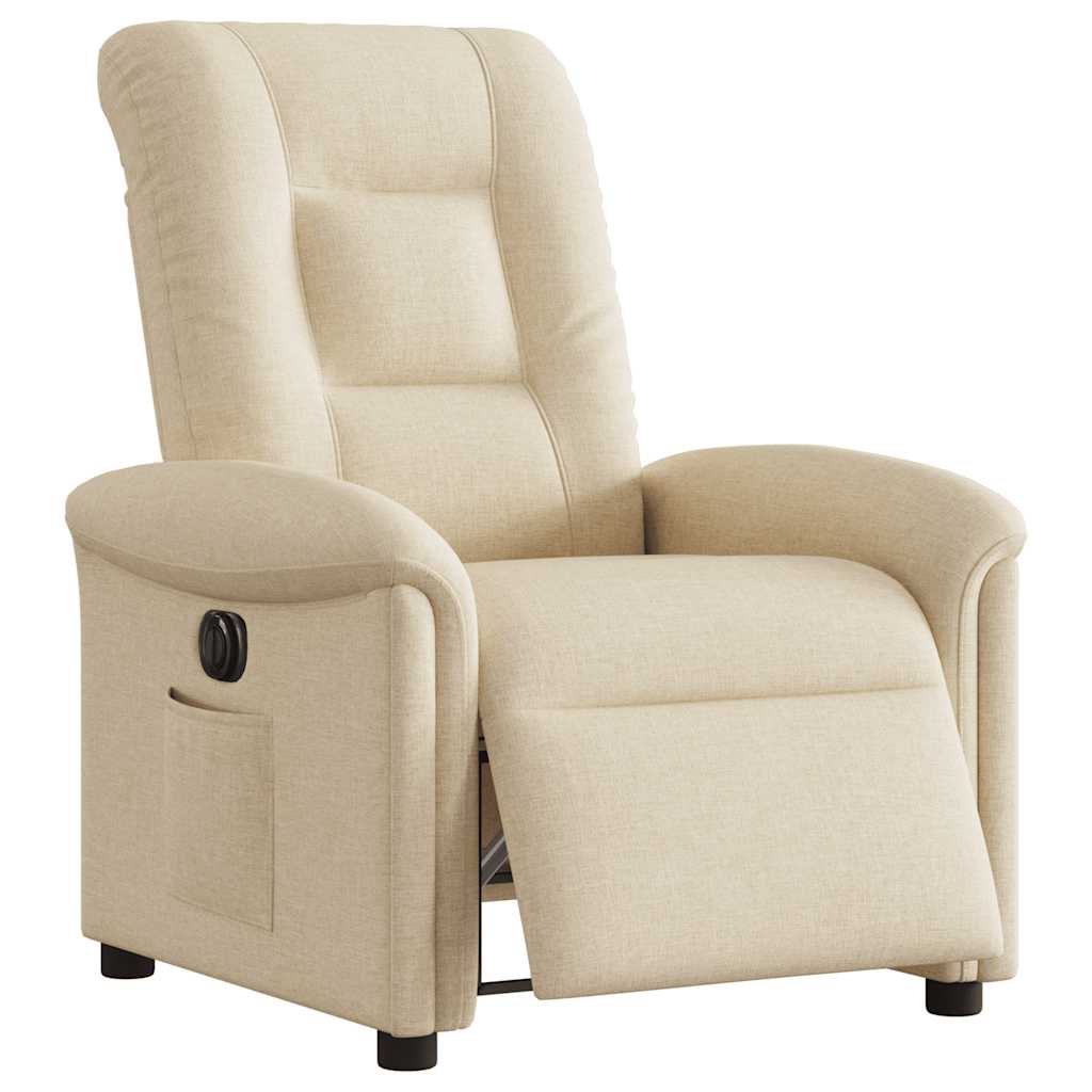Fauteuil verstelbaar elektrisch stof crèmekleurig