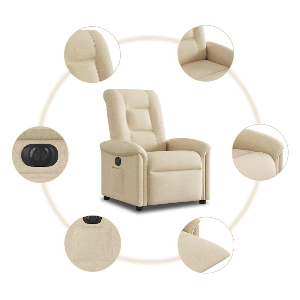 Fauteuil verstelbaar elektrisch stof crèmekleurig