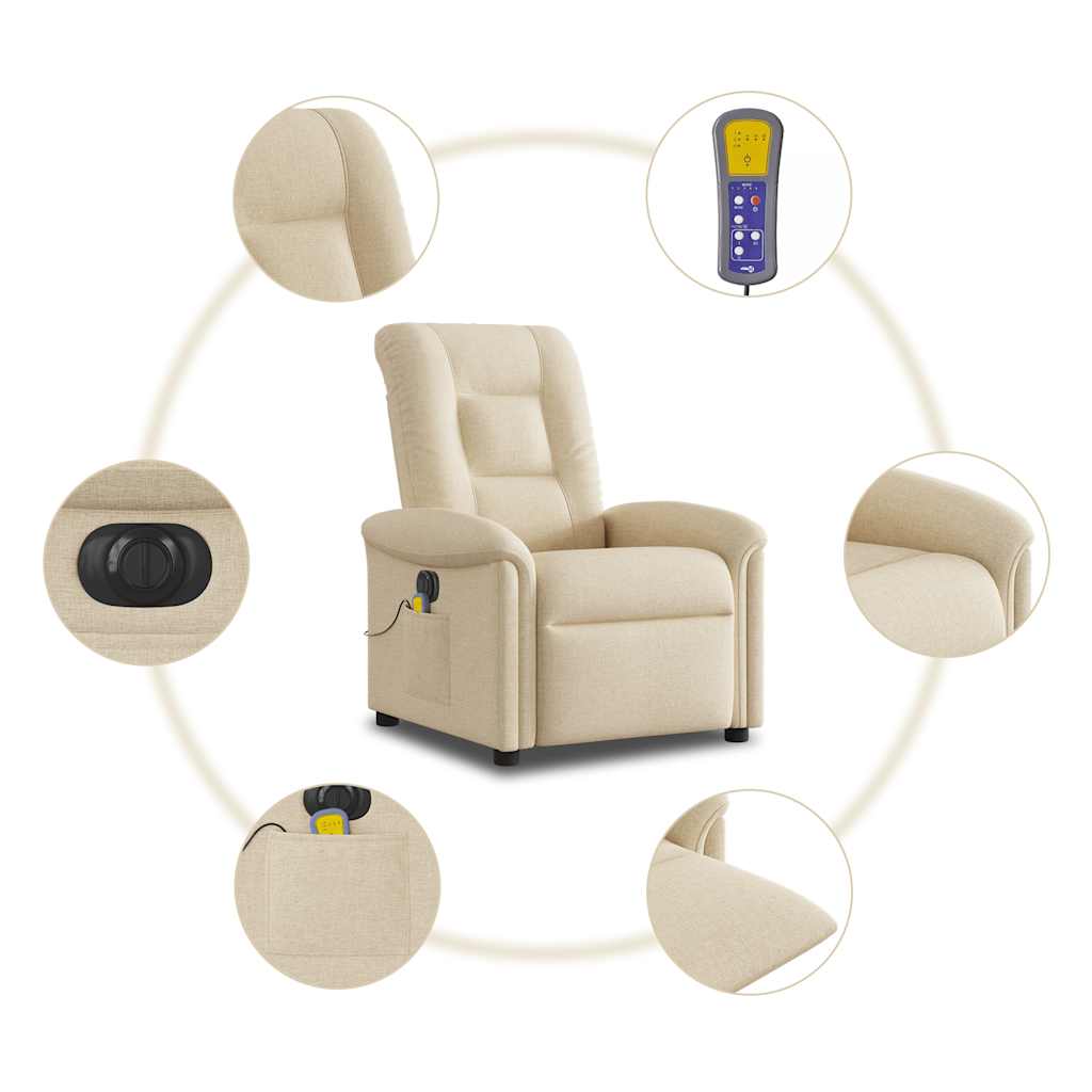 Massagestoel elektrisch verstelbaar stof crèmekleurig
