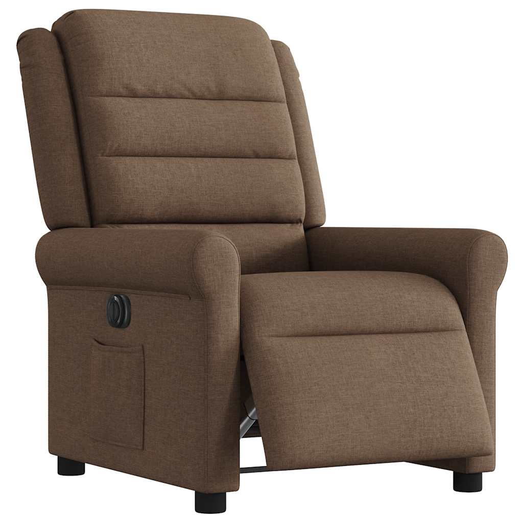 Fauteuil verstelbaar elektrisch stof bruin
