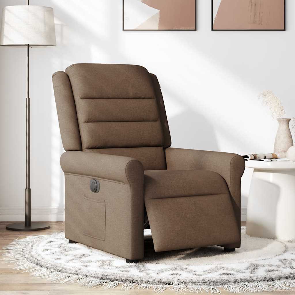 Fauteuil verstelbaar elektrisch stof bruin