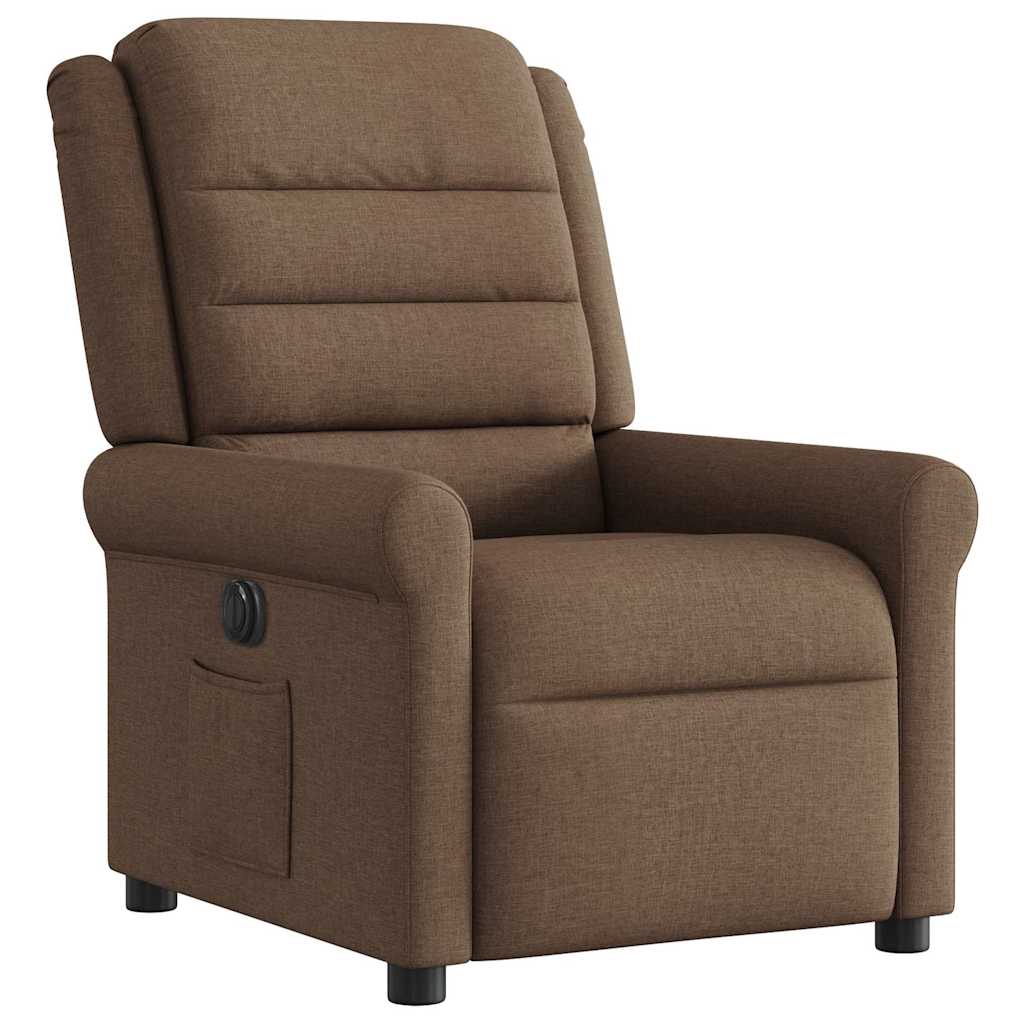 Fauteuil verstelbaar elektrisch stof bruin
