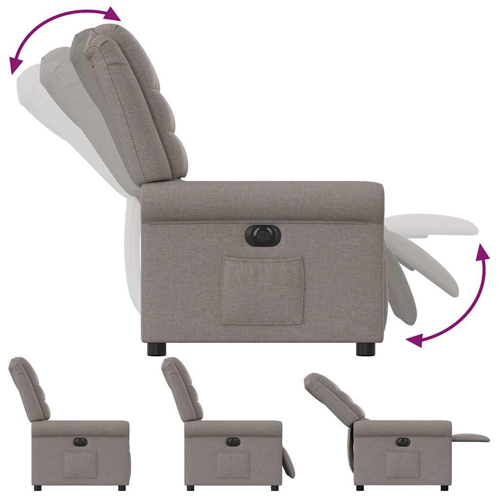 Fauteuil verstelbaar elektrisch stof taupe