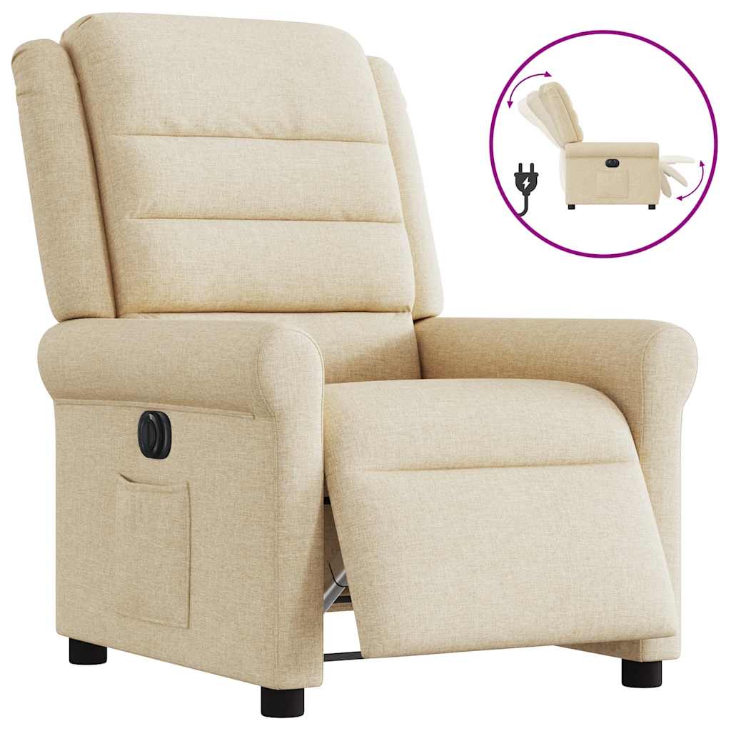 Fauteuil verstelbaar elektrisch stof crèmekleurig