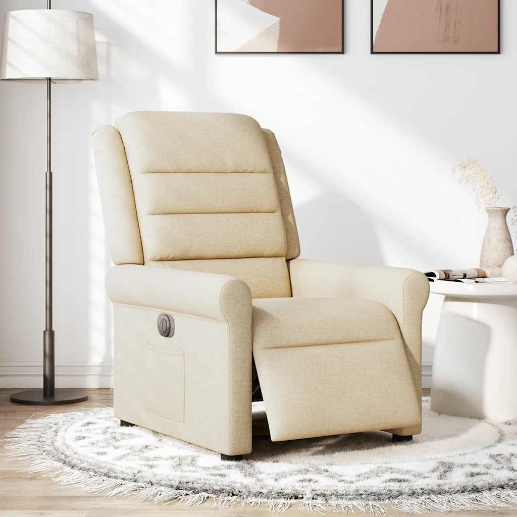 Fauteuil verstelbaar elektrisch stof crèmekleurig