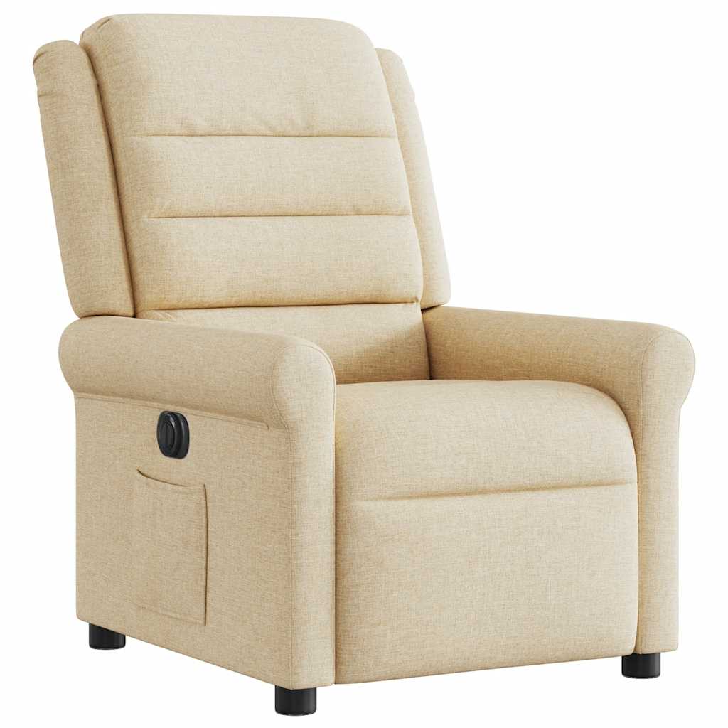 Fauteuil verstelbaar elektrisch stof crèmekleurig