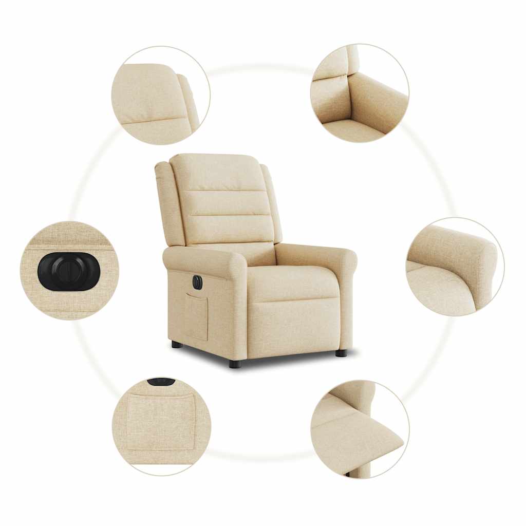 Fauteuil verstelbaar elektrisch stof crèmekleurig