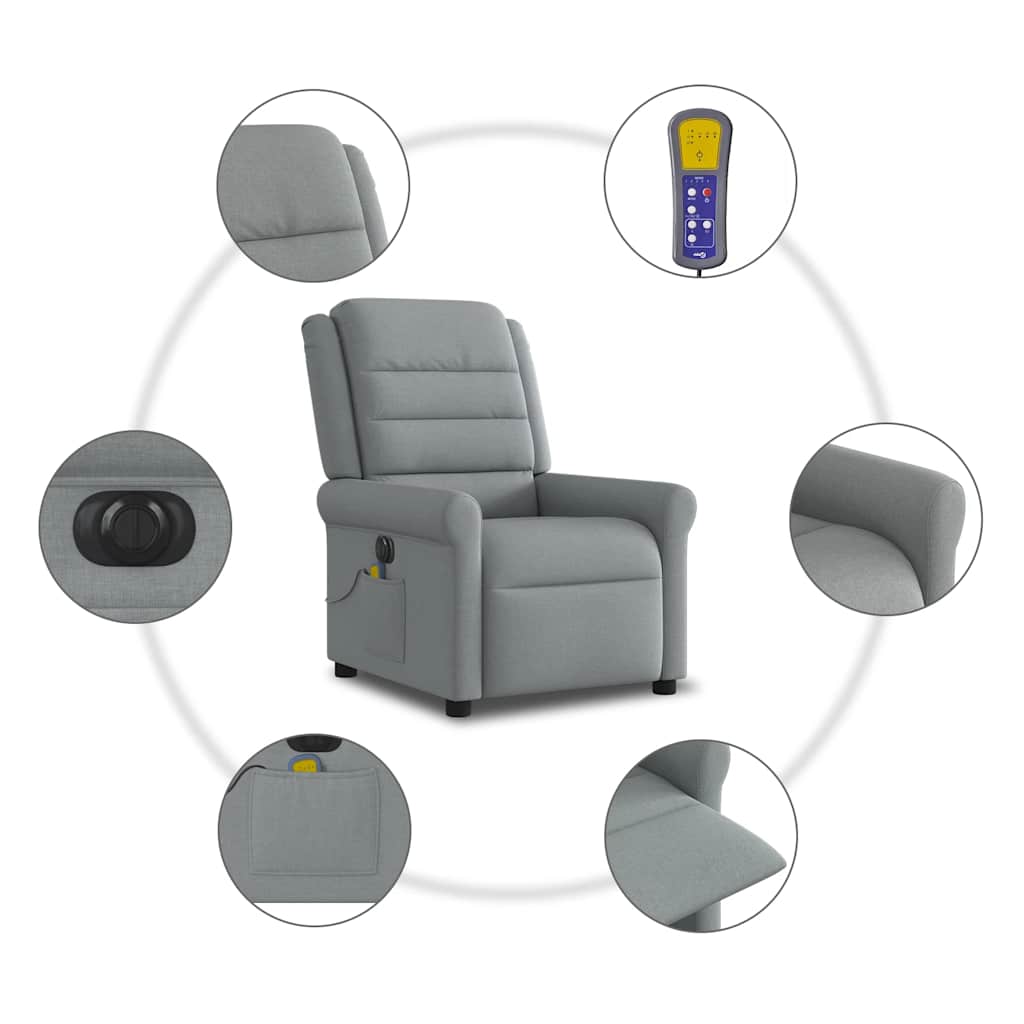 Massagestoel elektrisch verstelbaar stof lichtgrijs