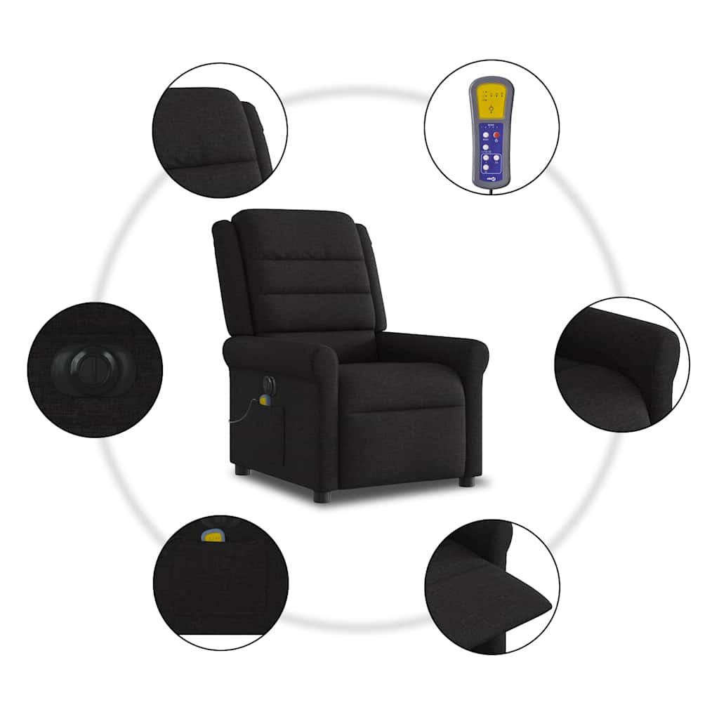 Massagestoel elektrisch verstelbaar stof zwart
