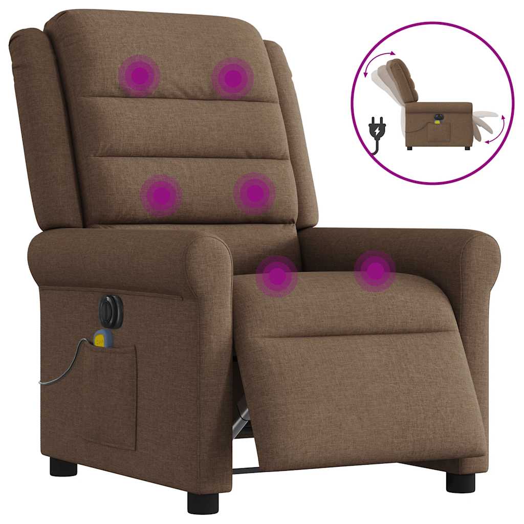Massagestoel elektrisch verstelbaar stof bruin