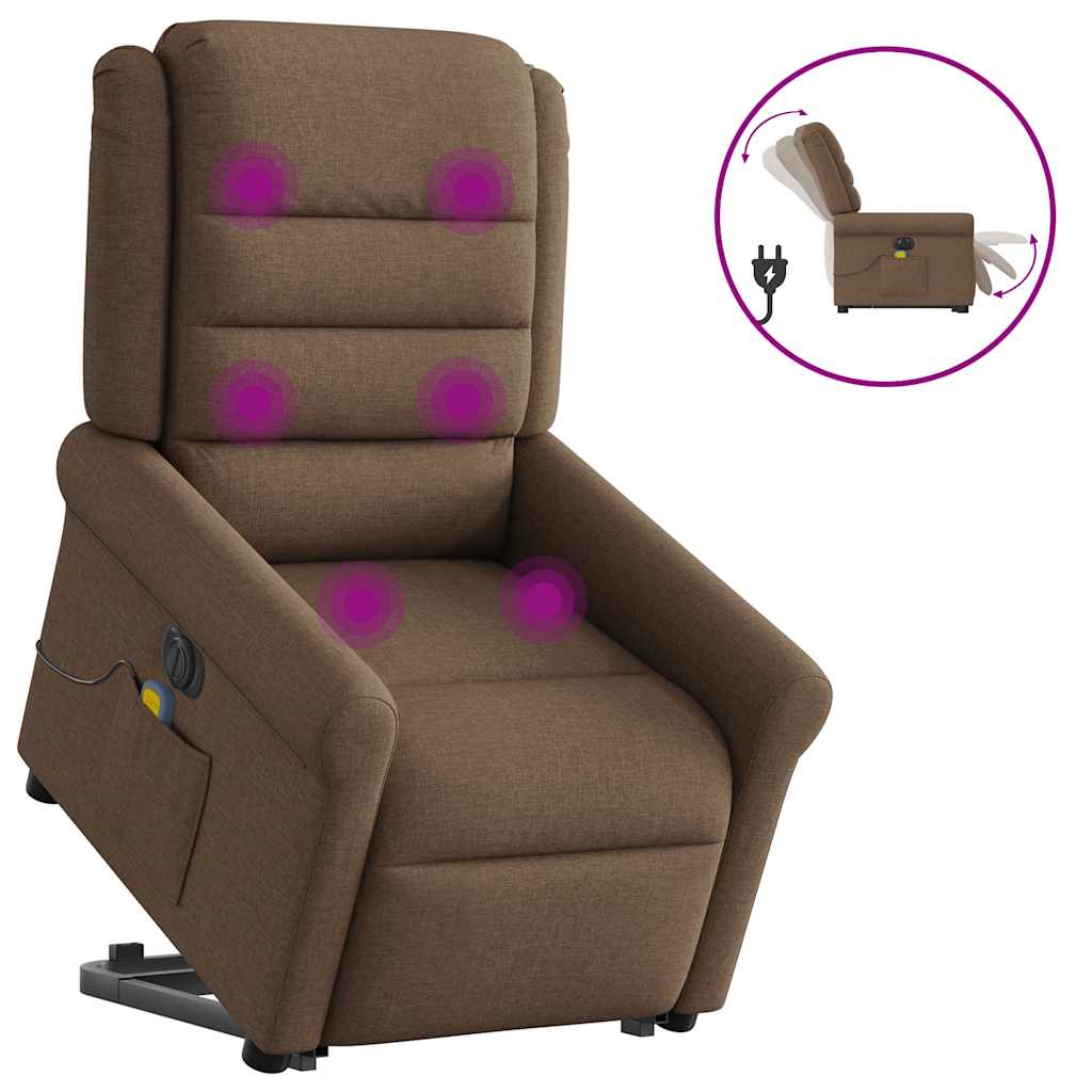 Sta-op-massagestoel elektrisch verstelbaar stof bruin