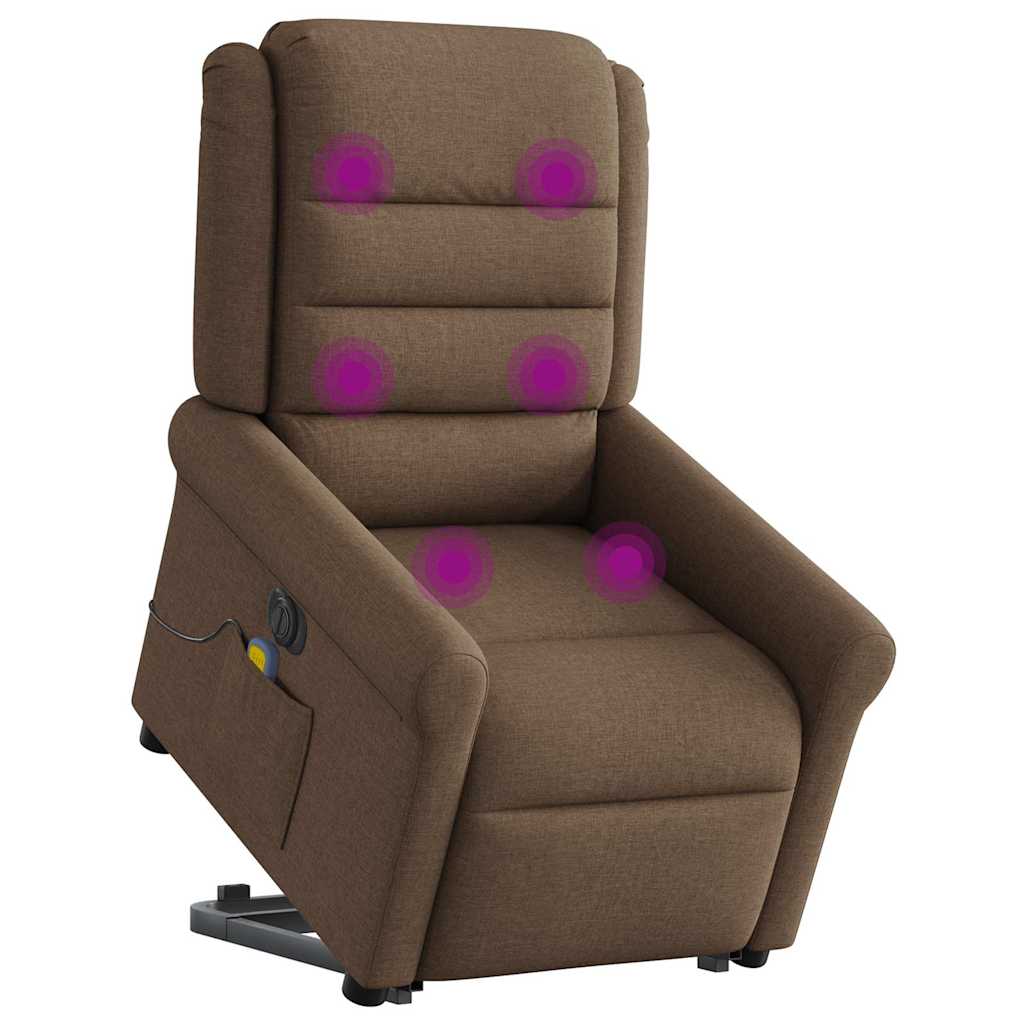 Sta-op-massagestoel elektrisch verstelbaar stof bruin