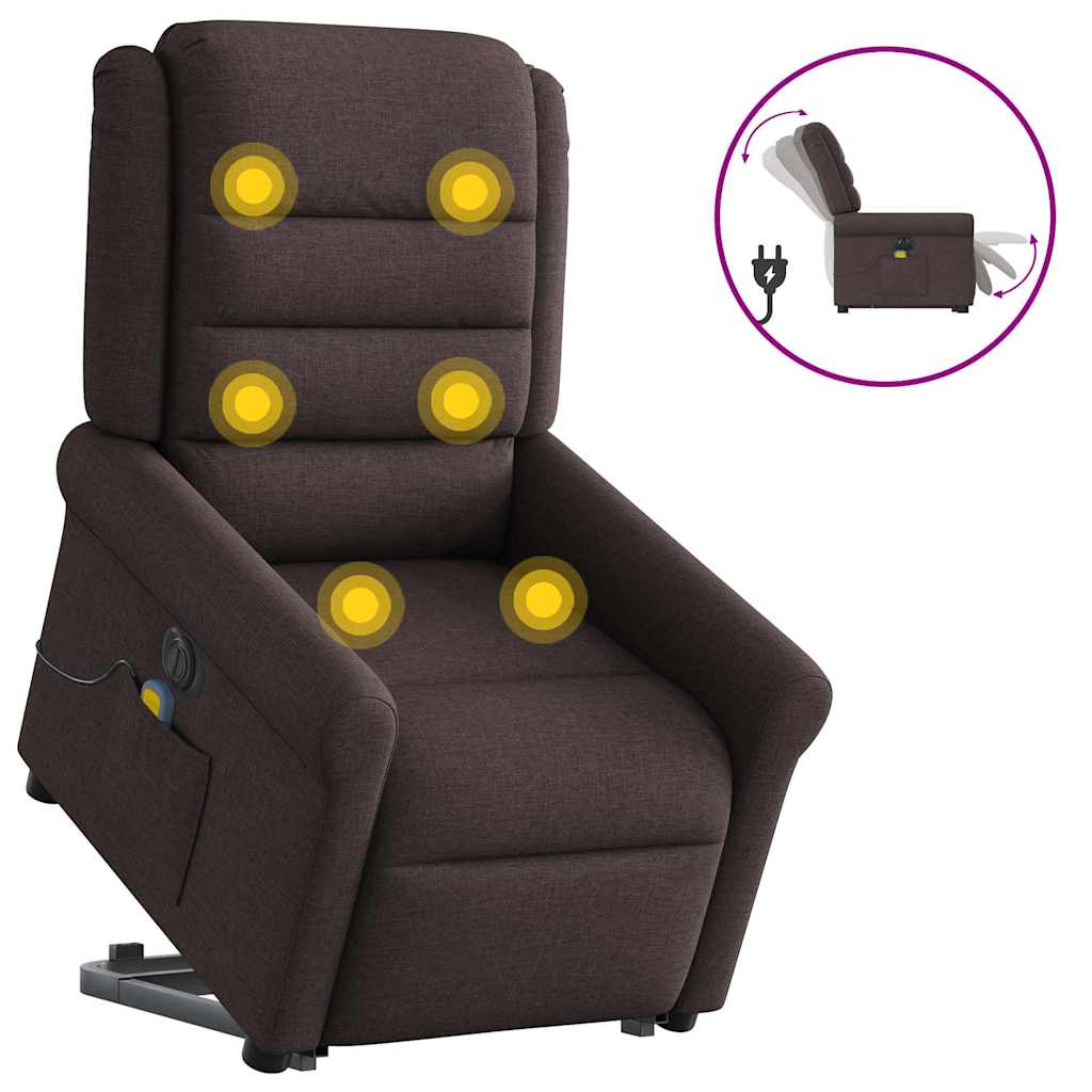Sta-op-massagestoel elektrisch verstelbaar stof donkerbruin