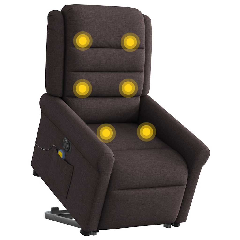 Sta-op-massagestoel elektrisch verstelbaar stof donkerbruin
