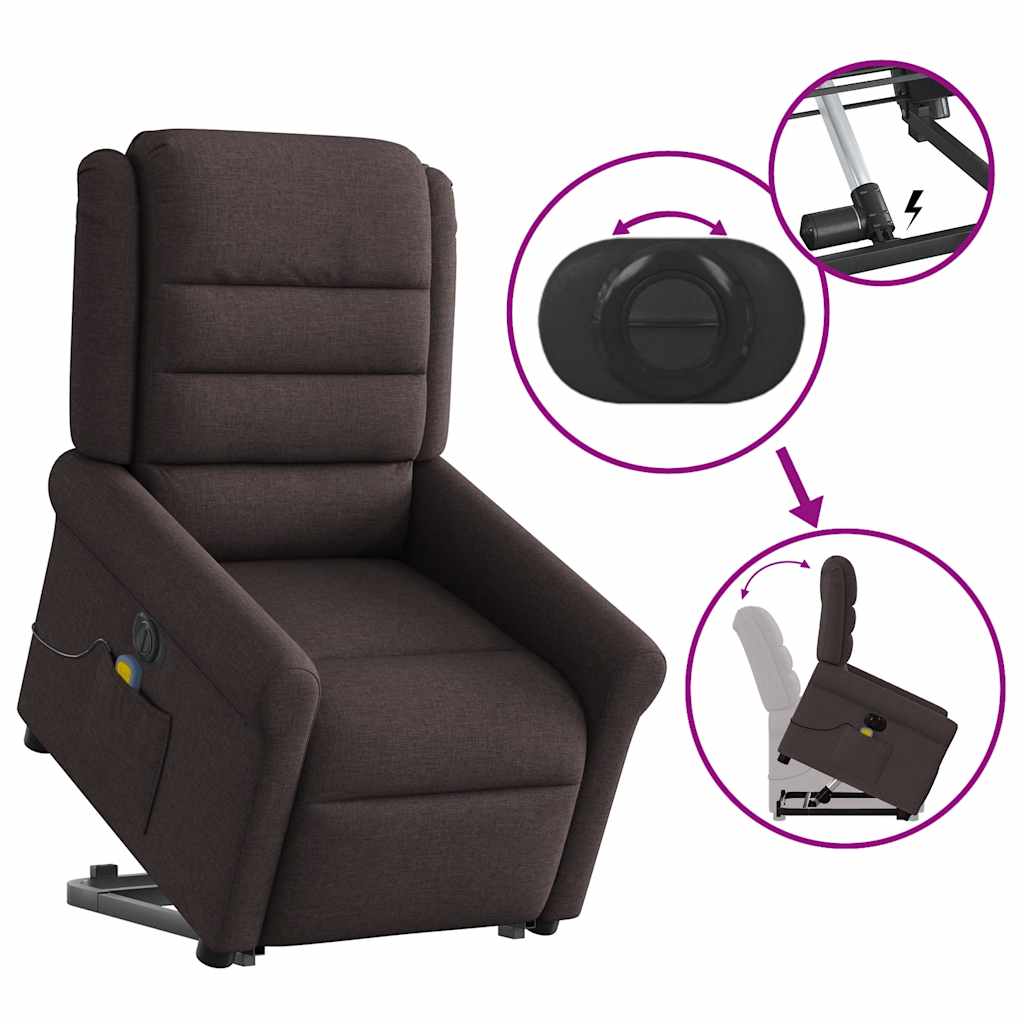 Sta-op-massagestoel elektrisch verstelbaar stof donkerbruin