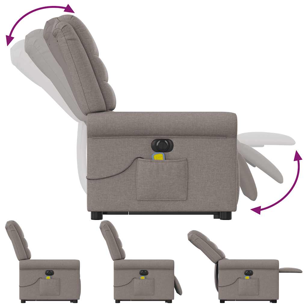 Sta-op-massagestoel elektrisch verstelbaar stof taupe