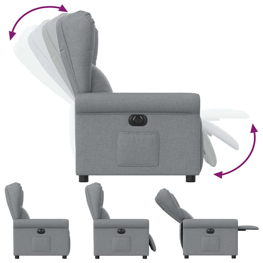 Fauteuil elektrisch verstelbaar stof lichtgrijs