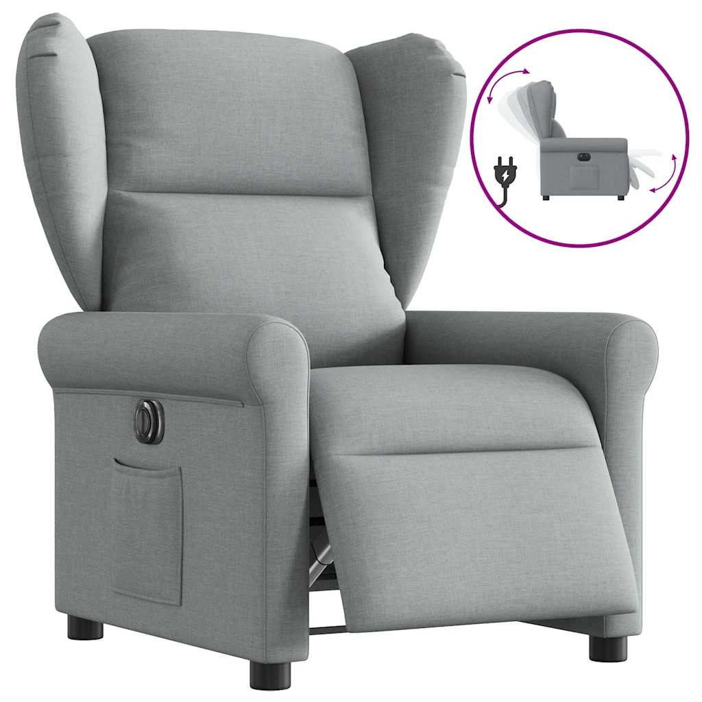 Fauteuil elektrisch verstelbaar stof lichtgrijs