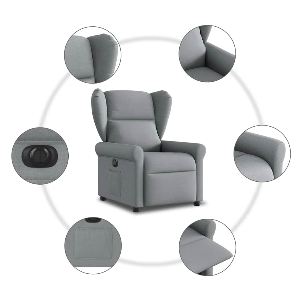 Fauteuil elektrisch verstelbaar stof lichtgrijs