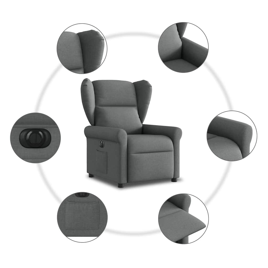 Fauteuil elektrisch verstelbaar stof donkergrijs