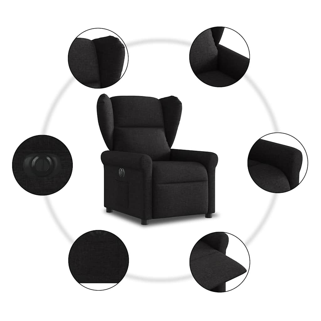 Fauteuil verstelbaar elektrisch stof zwart