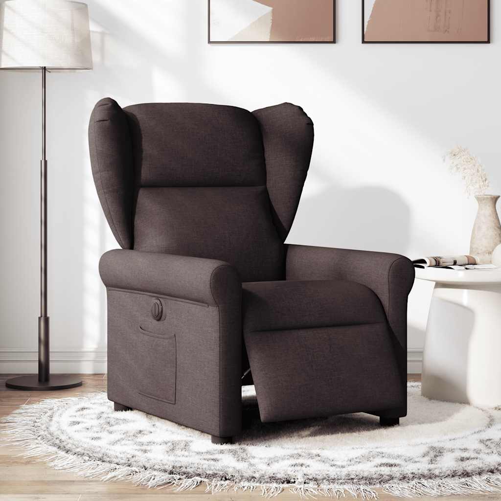 Fauteuil verstelbaar elektrisch stof donkerbruin