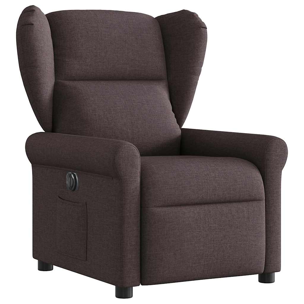 Fauteuil verstelbaar elektrisch stof donkerbruin
