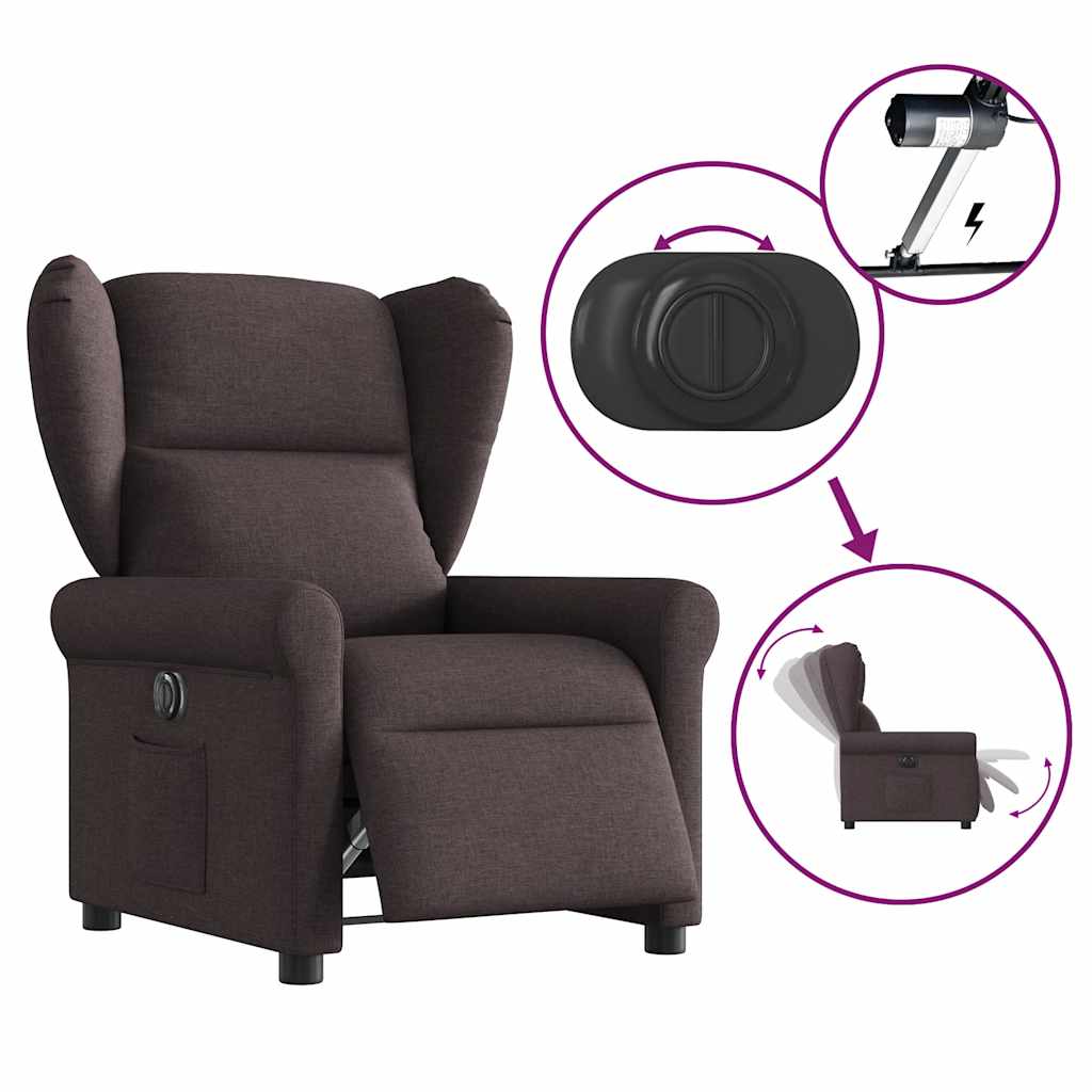 Fauteuil verstelbaar elektrisch stof donkerbruin