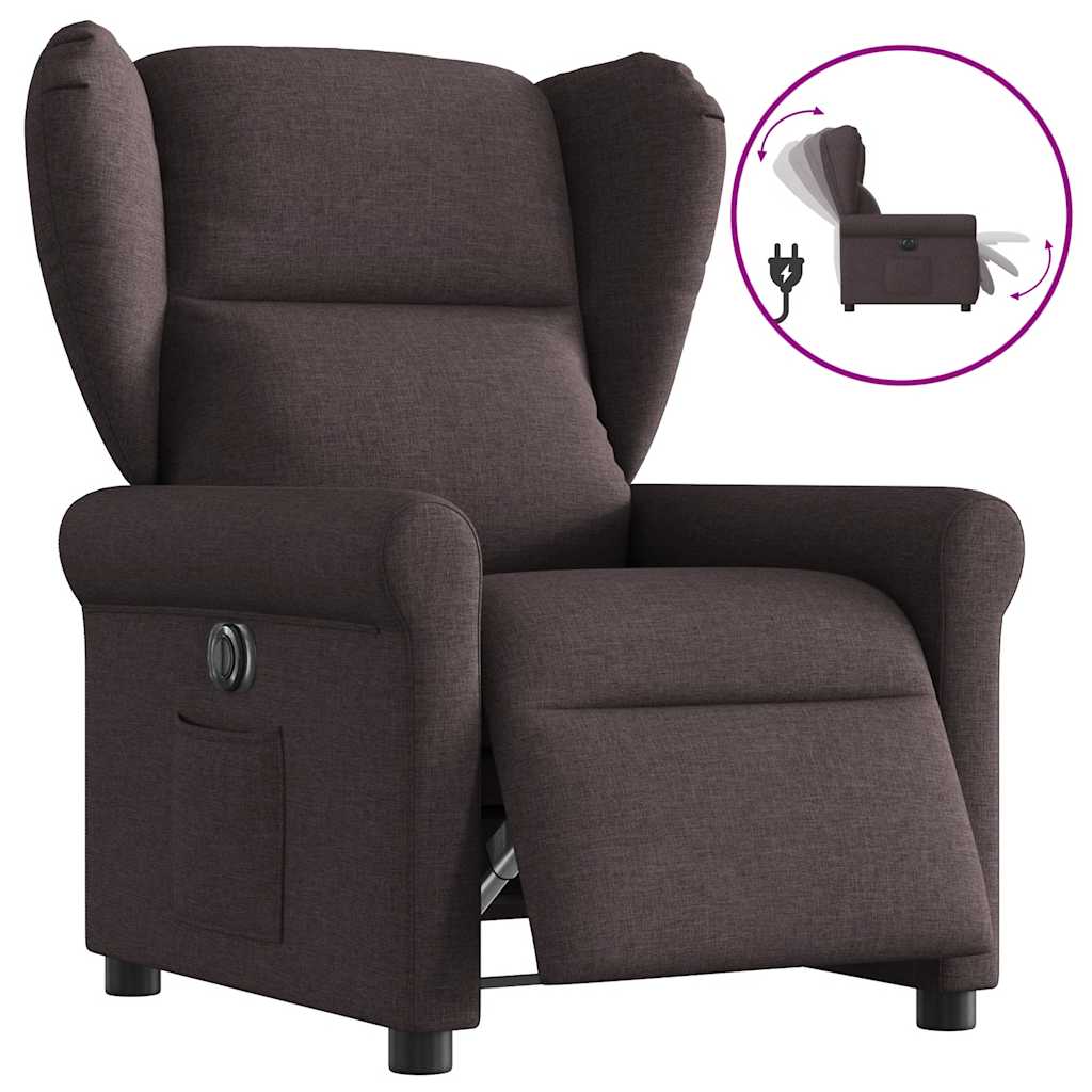 Fauteuil verstelbaar elektrisch stof donkerbruin