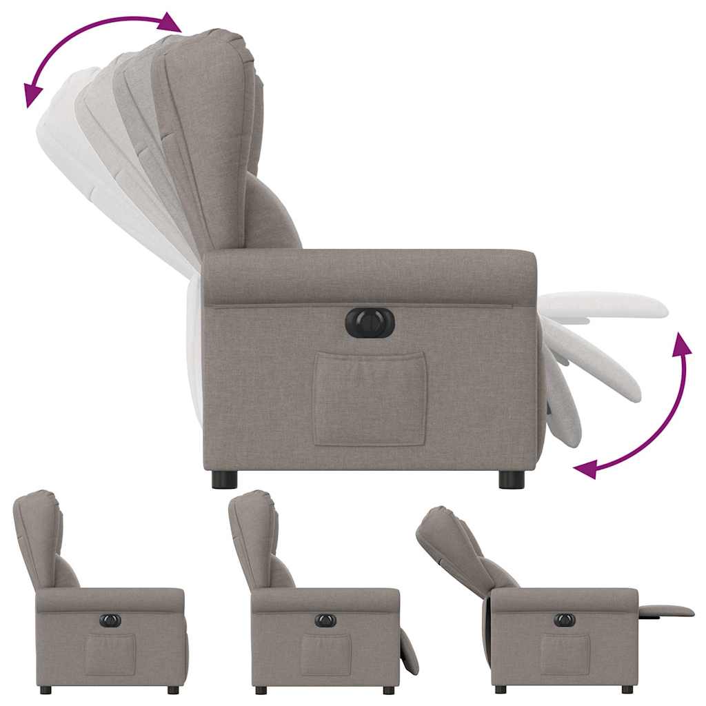Fauteuil verstelbaar elektrisch stof taupe