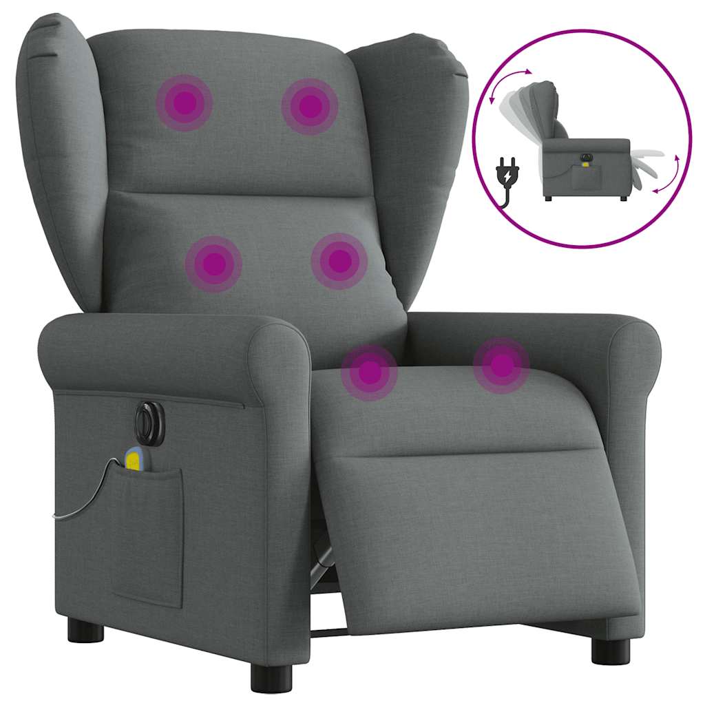 Massagestoel elektrisch verstelbaar stof donkergrijs