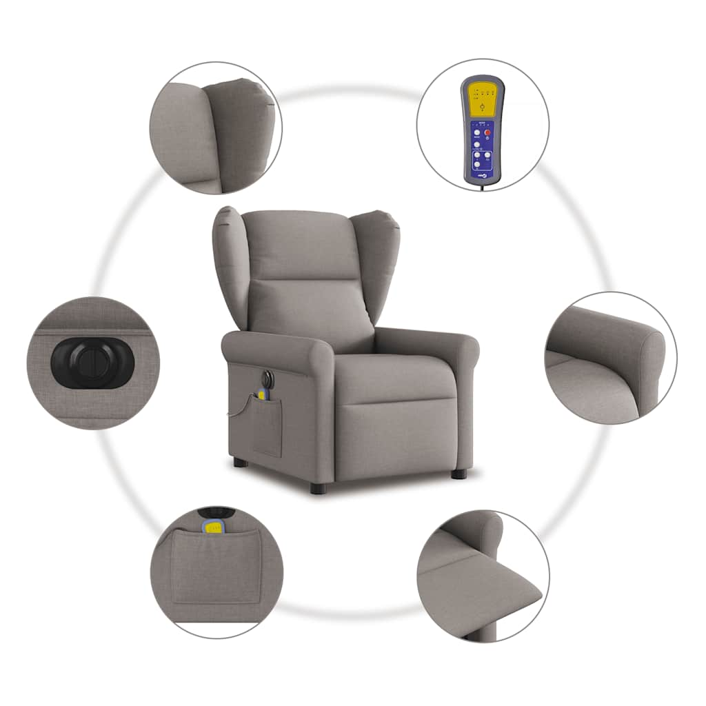 Massagestoel elektrisch verstelbaar stof taupe