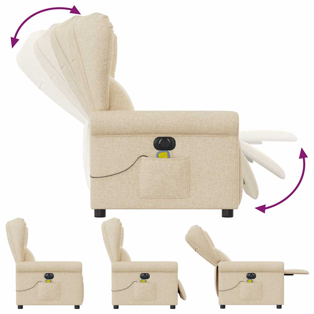Massagestoel elektrisch verstelbaar stof crèmekleurig