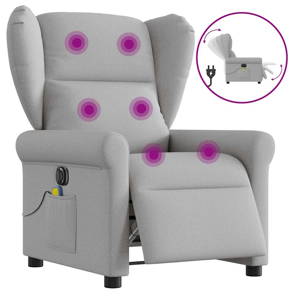 Massagestoel elektrisch verstelbaar stof wolk grijs