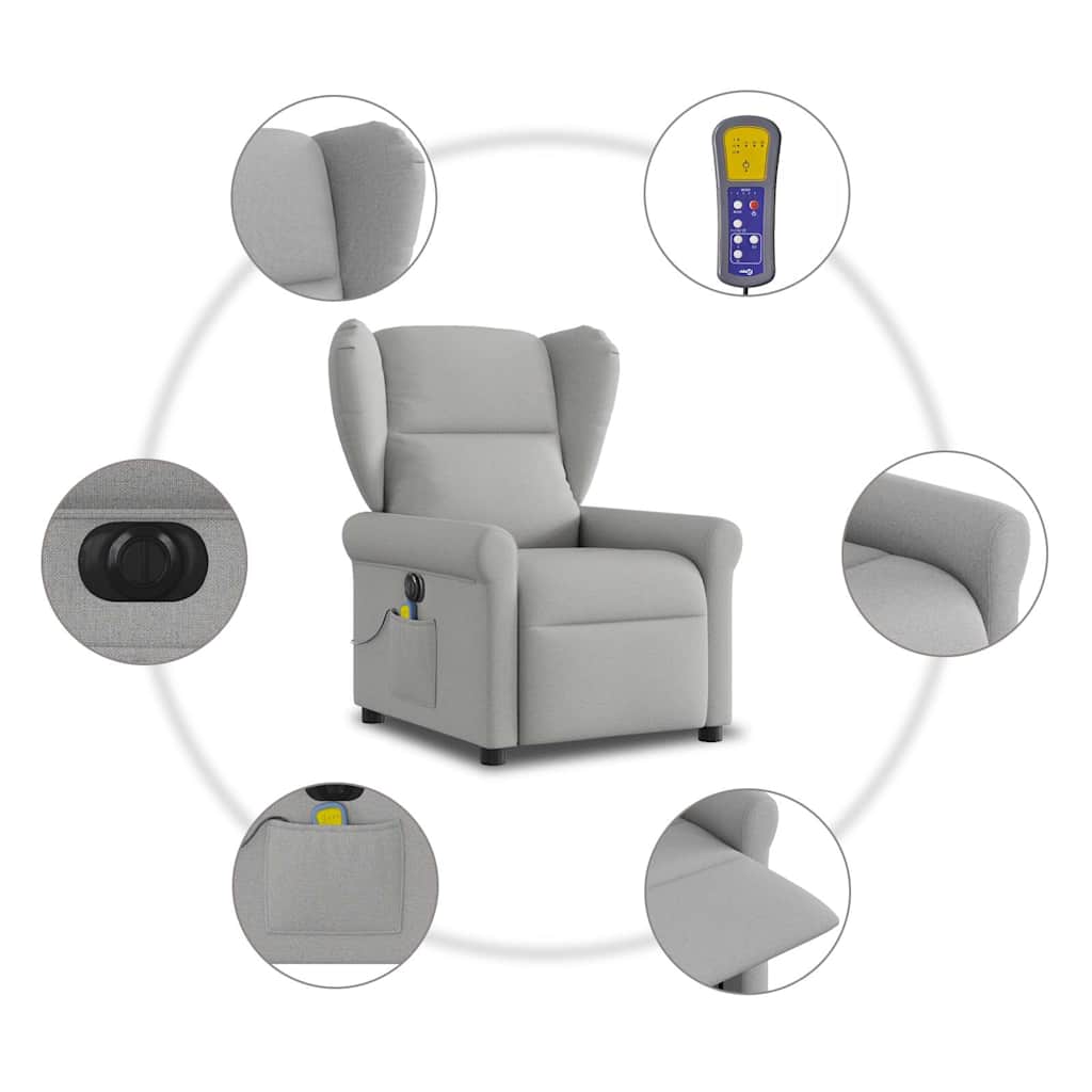 Massagestoel elektrisch verstelbaar stof wolk grijs