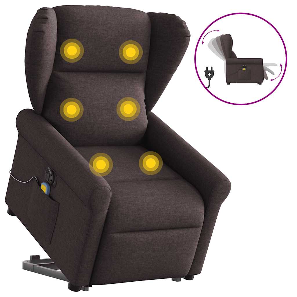 Sta-op-massagestoel elektrisch verstelbaar stof donkerbruin