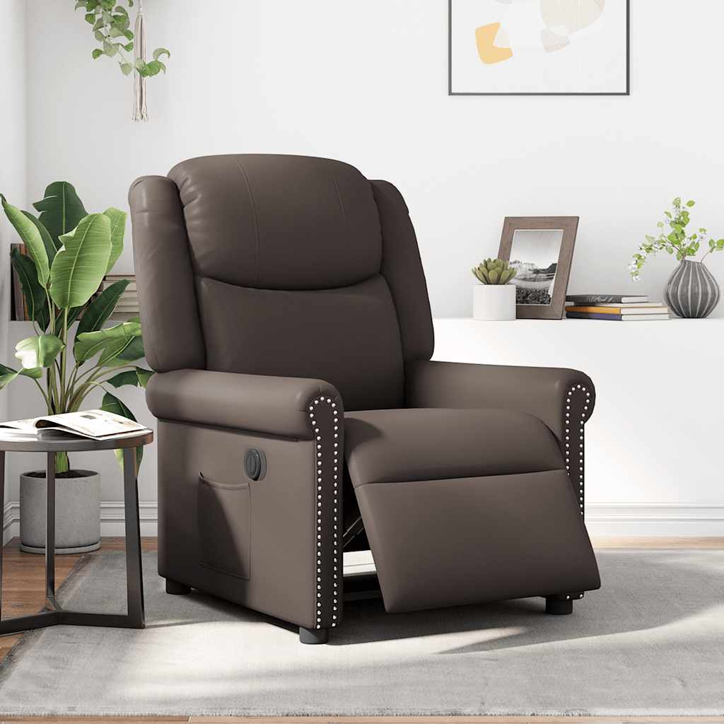 Fauteuil elektrisch verstelbaar kunstleer glanzend bruin