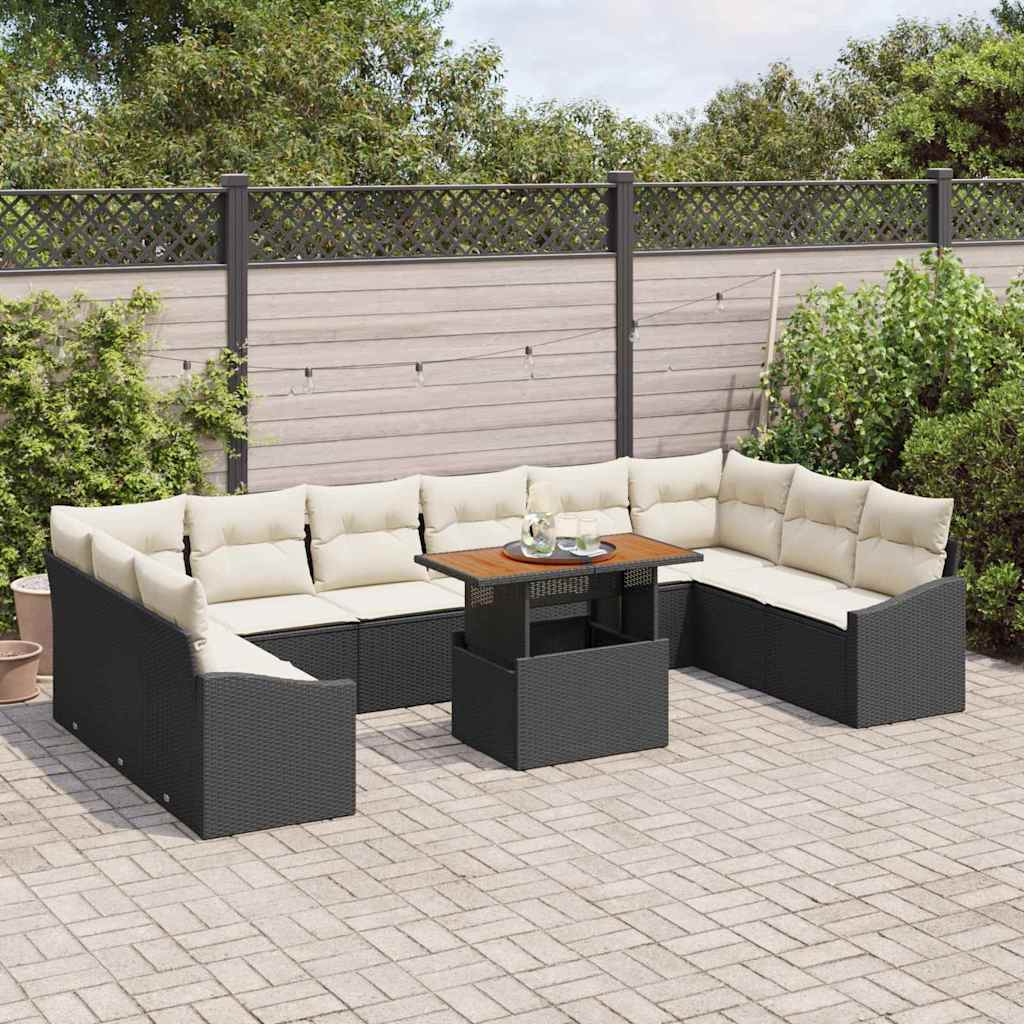 Tuinbankenset 11 st Zwart en Crème
