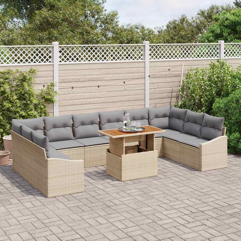Tuinbankenset 11 st Beige en Grijs