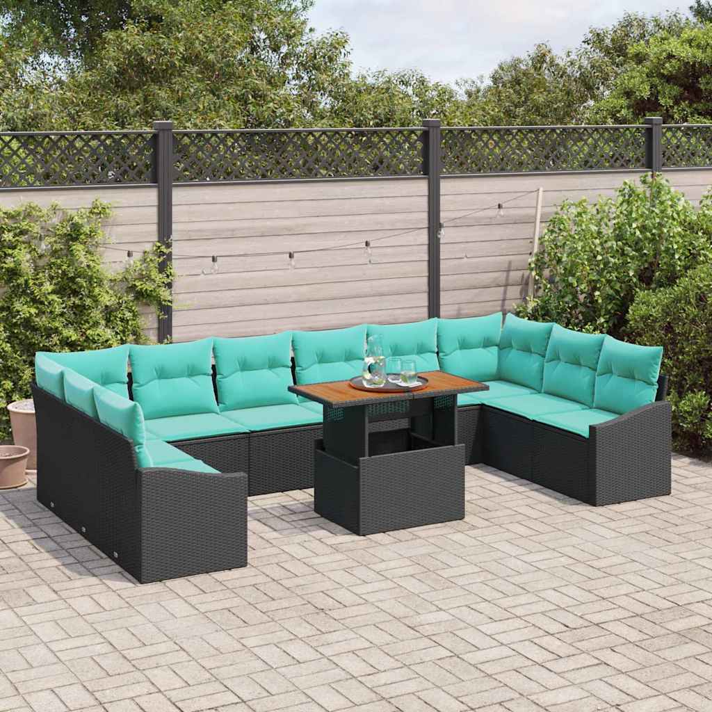Tuinbankenset 11 st 10-Aantal zitplaatsen Zwart en Teal