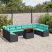 Tuinbankenset 11 st 10-Aantal zitplaatsen Zwart en Teal