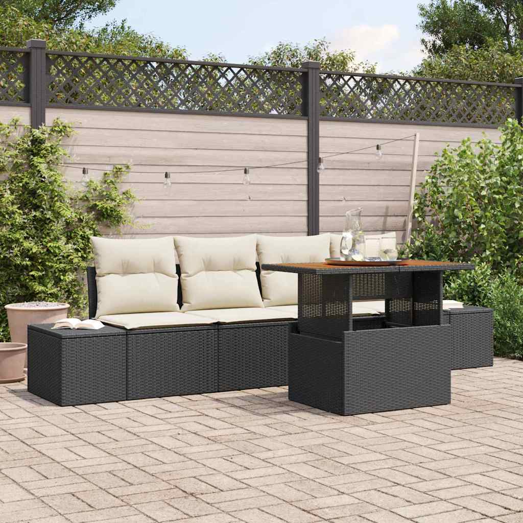 Tuinbankenset 5 st Zwart en Crème