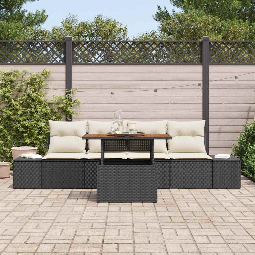 Tuinbankenset 5 st Zwart en Crème
