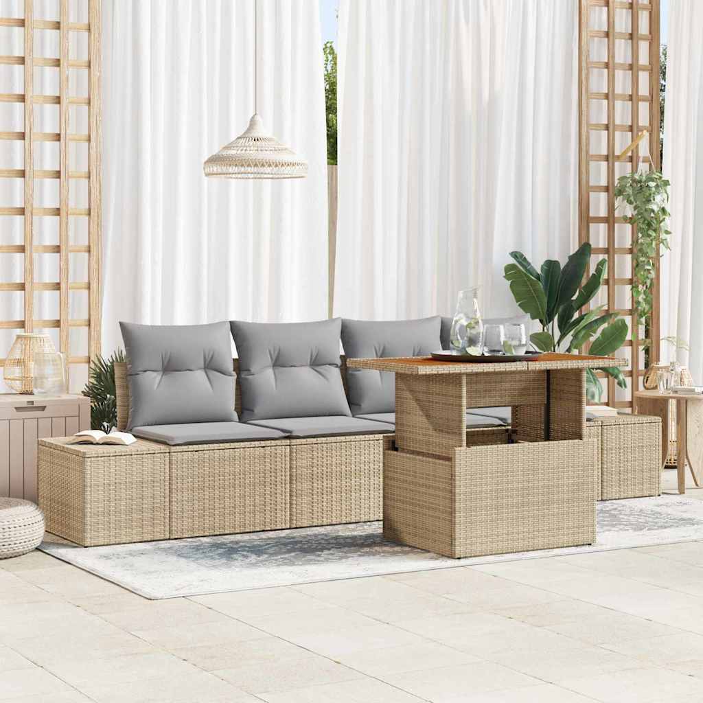 Tuinbankenset 5 st Beige en Grijs