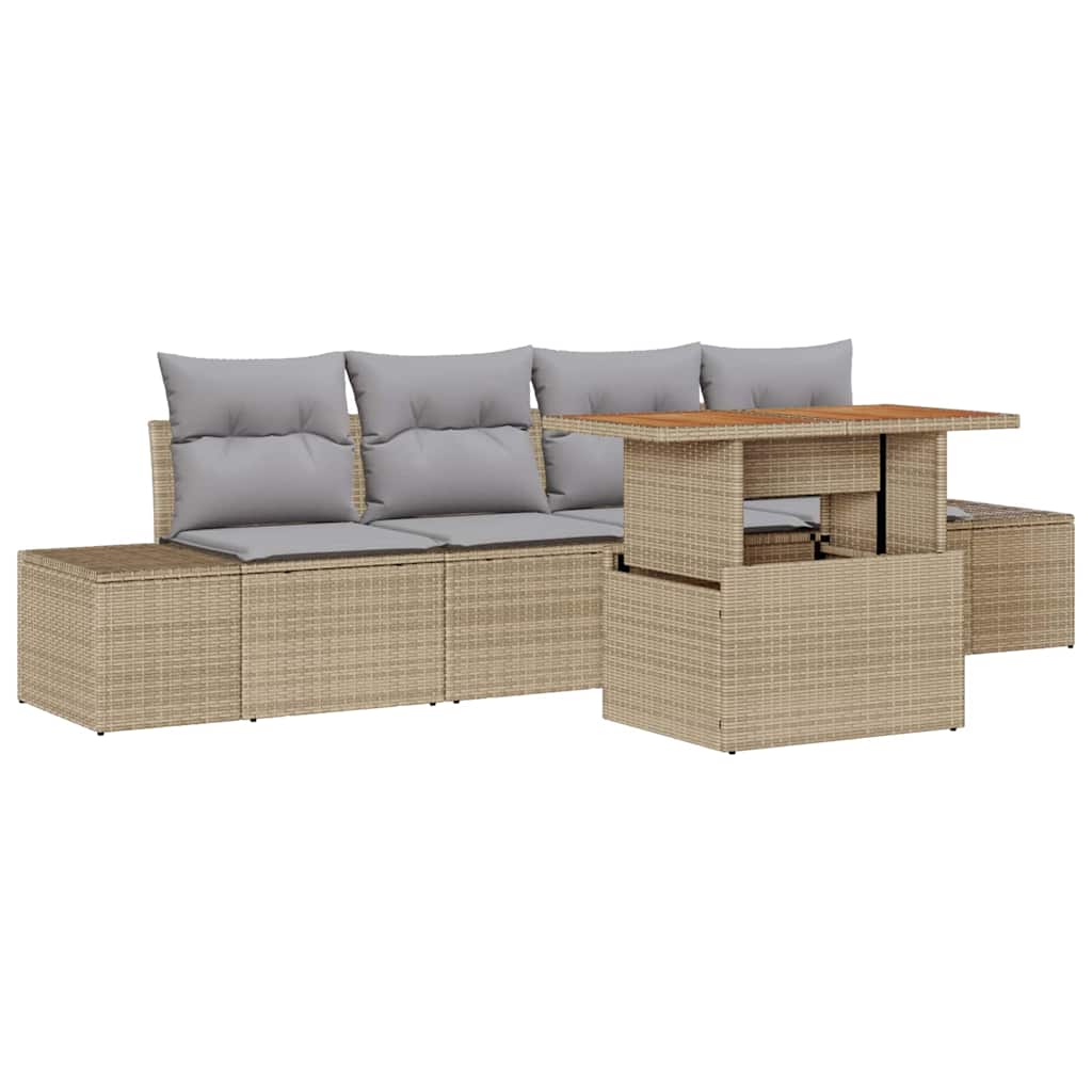 Tuinbankenset 5 st Beige en Grijs