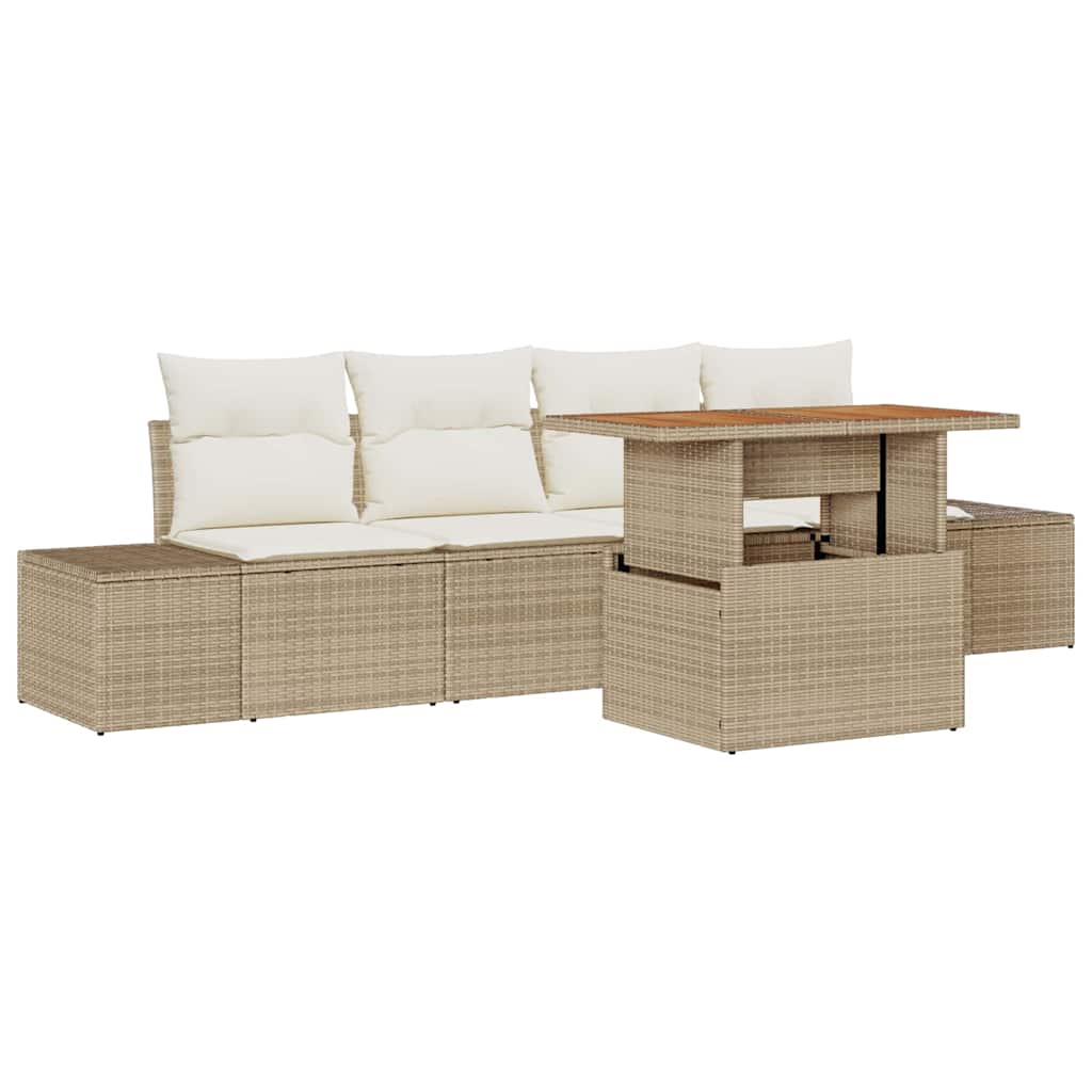 Tuinbankenset 5 st Beige en Crème