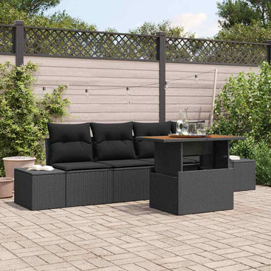 Tuinbankenset 5 st Zwart en Bruin
