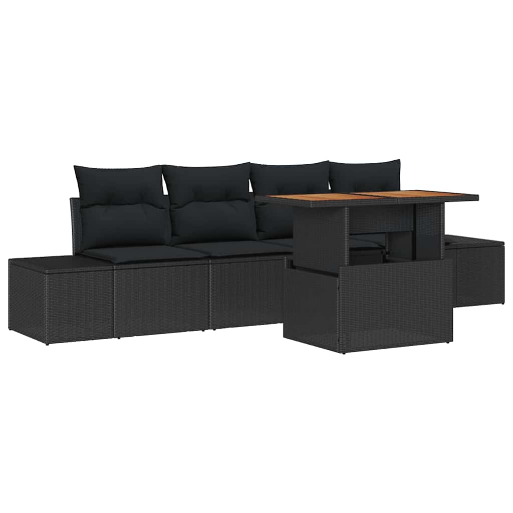 Tuinbankenset 5 st Zwart en Bruin