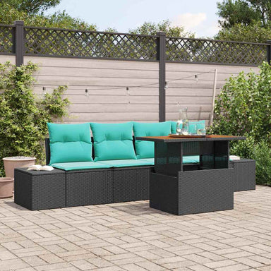 Tuin Eetset 5 st 4-Aantal zitplaatsen Zwart en Blauwgroen