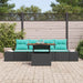 Tuin Eetset 5 st 4-Aantal zitplaatsen Zwart en Blauwgroen